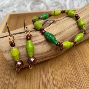 Handcrafted Stretch Recycled Paper Bead Jewelry